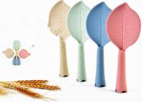 ❇┇ 1PC Creative Lovely Home Kitchen Supplies Wheat Straw Plastic Leaves Shape Non Stick Rice Paddle Spoon Kitchen Tool OK 0227