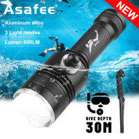 Asafee 600LM D239B P70 LED Super brightness dive flashlight Scuba fixed focus using 18650 battery press magneto switch IPX8 waterproof