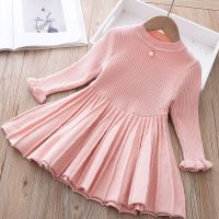 Baby Girls Warm Dress Sweater Cute Winter Children Knitted Clothes Kids Toddler Tops Shirts For Girl Wool Christmas Dresses 5Yrs