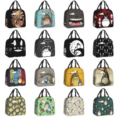 ☊ My Neighbor Totoro Insulated Lunch Bag for Women Waterproof Miyazaki Hayao Anime Cooler Thermal Lunch Box Kids School Children