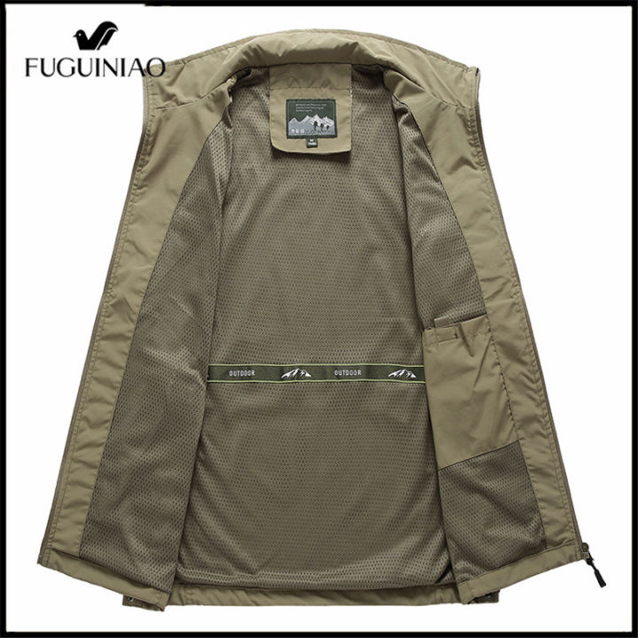 fuguiniao-ตกปลากลางแจ้งการถ่ายภาพเสื้อกั๊กแห้งเร็วมัลติฟังก์ชั่กระเป๋าเสื้อกั๊กน้ำหนักเบา