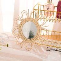 Woven Rattan Dressing Mirror Innovative Art Decoration Makeup Mirrors Bathroom Drop Shipping