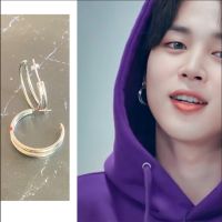 [Han ornaments] 2022ใหม่ Jimin เดียวกันต่างหูแกะสลักสีแดง13ตัวอักษรต่างหูหญิงสีเงิน Hoop ต่างหูตุ้งติ้งกับคุณของขวัญ Park Ji Min