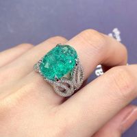 แหวนเงิน925นิ้วแฟชั่นสำหรับผู้หญิง Paraiba หมั้นสร้อยคอประดับแต่งงาน Anillos Mujer