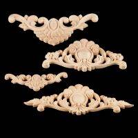 4Pcs Retro Applique Flower Wooden Carved Corner Brackets Woodcarving Decals Furniture Cabinet Door Wall Decoration 13/20/18/24cm