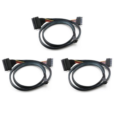 3pcs 0.5M/1.5Ft Mini SAS SFF 8643 to U.2 SFF-8639 Cable with 15 Pin Female SATA Connector SSD Power Cable Wire 12Gb/S