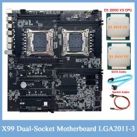 X99 Dual-Socket Motherboard LGA2011-3 Dual CPU Support RECC DDR4 Memory+2XE5 2650 V3 CPU+SATA Cable+Switch Cable