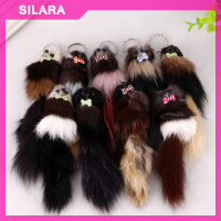 SILARA จำลอง Fox FUR Pompon พวงกุญแจสัตว์เมาส์พวงกุญแจรถแขวนพวงกุญแจ