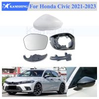 Kamshing สำหรับ Honda Civic 2021 2022 2023มุมมองด้านหลังด้านข้างเคสโทรศัพท์กระจกกระจกมองหลังสัญญาณไฟเลี้ยวฝาปิดเลนส์แก้ว