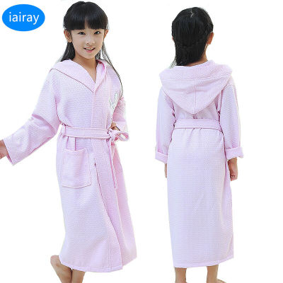 girls cotton bathrobe child long robe girls pajamas kids nightwear spring autumn bath robe kids cute hooded pink robes roupao