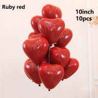 10Pcs10 Inch Ruby Red White Pink Love Balloons Wedding Decoration Valentines Day Girls Birthday Baby  Party Happy Anniversary Artificial Flowers  Pla