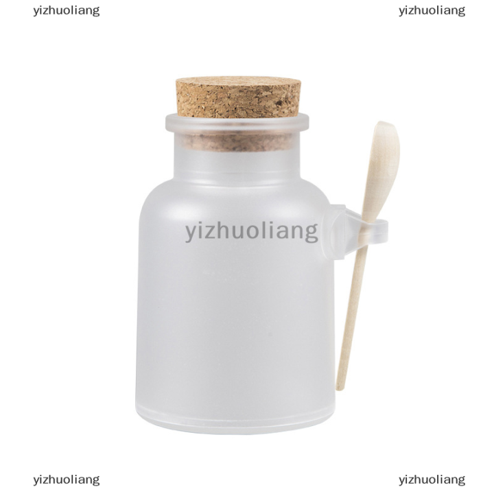 yizhuoliang-ขวดเกลือเปล่าขวดพลาสติก-matte-cork-ขวดรีฟิลพร้อมช้อนไม้