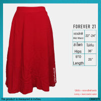 USED Forever 21 - Red Ruffle Skirt | กระโปรงยาวสีแดง เอวปกติ กระโปรงทรงเอ กระโปรงระบาย สีพื้น สายฝอ ทำงาน แท้ มือสอง