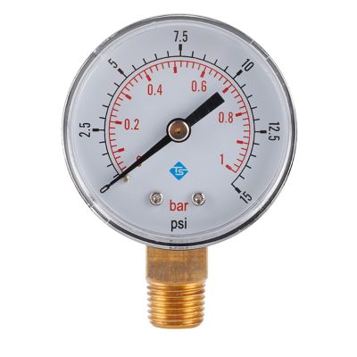 เครื่องวัดความดัน0-15psi/0-1bar BSPT 1/4 "BSPT ด้ายมินิเครื่องวัดความดันต่ำความดัน Double Scale Manometer น้ำอากาศ