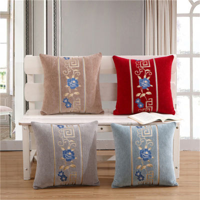 45x45cm Retro Chenille Embroidery Rose Flower Sofa Chair Cushion Cover Home Living Room Decor Throw Pillowcase