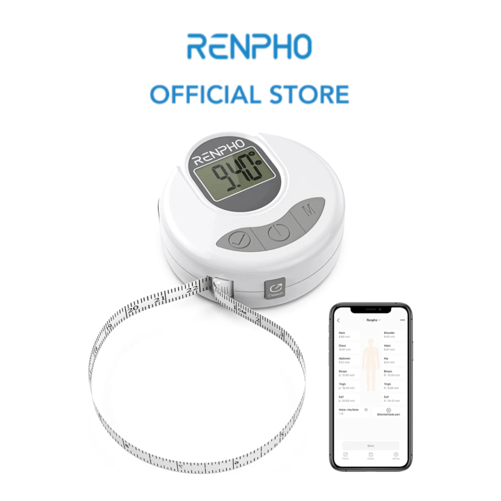 Smart Tape Measure Body with App - RENPHO Bluetooth Measuring Tapes for  Body Measuring, Weight Loss, Muscle