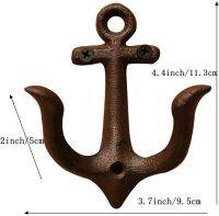 Vintage Cast Iron Nautical Anchor Coat Hooks Hanger,Decorative Wall Mounted Antique Metal Rack Hooks for Coat Keys