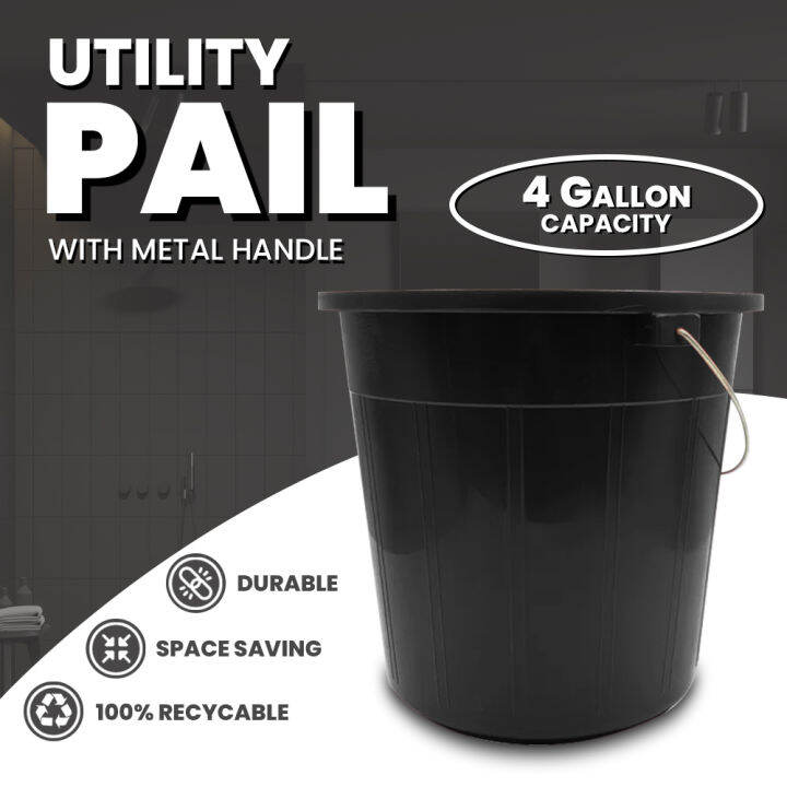 Water Container Pail Water Bucket Utility Pail With Metal Handle Balde 4 Gallon Capacity