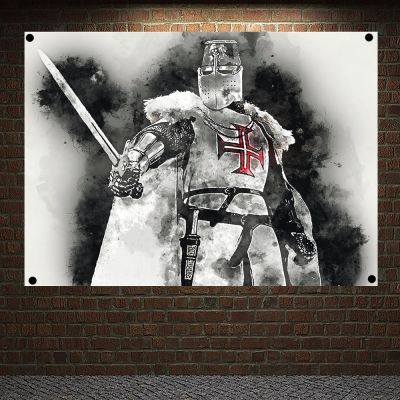 Knights Templar Armor Posters Mural Wallpaper Wall Decor Vintage Crusader Banners Flag Wall Hanging Wall Sticker Home Decoration