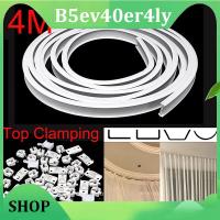 B5ev40er4ly SHOP 4M Top Clamping Curved Curtain Track Rail Flexible Ceiling Mounted Straight Windows Balcony Curtain Pole Accessories