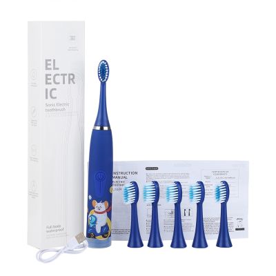 ♤❍┇ Childrens Electric Ultrasonic Toothbrush Soft Bristled Cartoon 4 Mode IPX6 Waterproof Teeth Prevention Decay Cleaner USB Charge