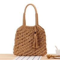 Summer Mesh Shopping Bags Handmade Hollow Out Beach Bags Weave Top-handle Handbags Ladies Tassel Straw Bags Shoulder Bags Bolsos