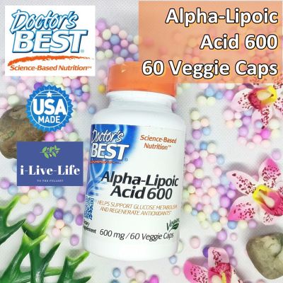 กรดอัลฟาไลโปอิก Alpha-Lipoic Acid 600 mg 60 Veggie Caps - Doctors Best #ALA Universal Antioxidant