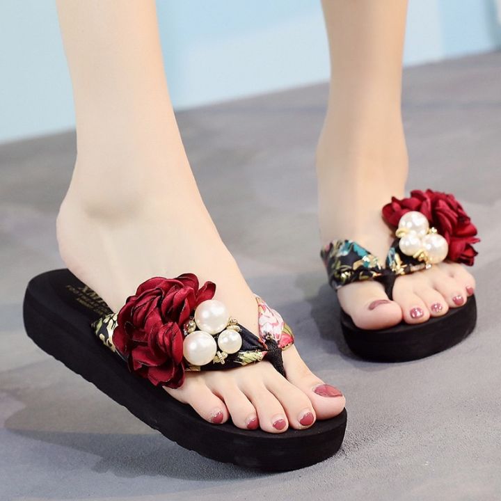 a-so-cute-รองเท้าแตะดอกไม้ส้นหนาสำหรับผู้หญิงขนาด36-42นิ้วแพลตฟอร์ม-mode-korea-รองเท้าแตะลำลองกันลื่นกลางแจ้ง