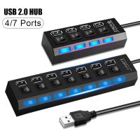 HUB 4/7 kecepatan tinggi 2.0 port adaptor Expander Multi USB Splitter Multi Extender dengan saklar lampu LED untuk PC Laptop