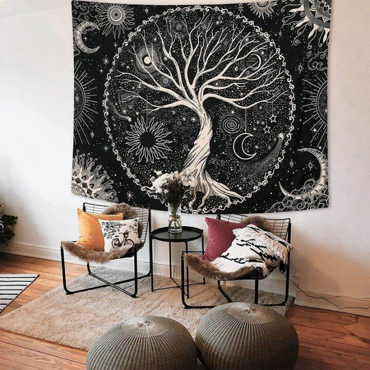 tree-tapestry-moon-and-sun-black-wall-hanging-tapestry-psychedelic-mandala-starry-sky-tapestry-hippie-tapestry