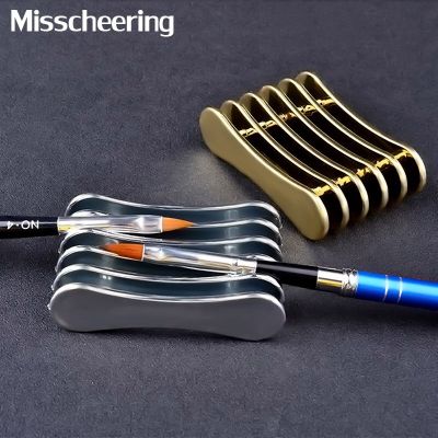 1Pcs 5 Grids Gold Silver Nail Art Brush Rack UV Gel Brushes Pen Rest Holder For Makeup Display Stand Accessories Manicure Tools Paint Tools Accessorie