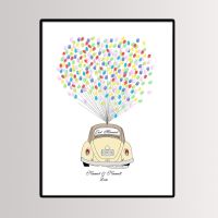50*70cm Large Size Wedding Car Fingerprint Tree Canvas Painting Anniversary Party Decoration Guest Book Printings Valentine Gift