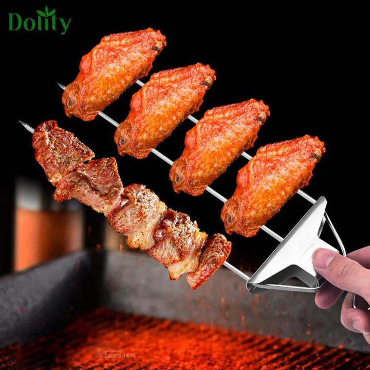 Dolity Metal Kebab Skewers Hot Dog Forks Campfire Fork for Vegetable