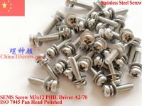 【❉HOT SALE❉】 shepeng99262925 สกรูหัวกระทะ M3x12สแตนเลส Sems สว่านแบบ1 Phillips ขัดเงา Rohs 100ชิ้น