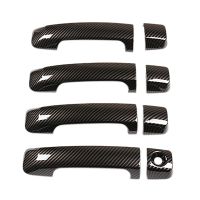 8Pcs Car Door Handle for Toyota Sequoia Door Handle Outside Smooth Carbon Fiber Pattern Auto Parts