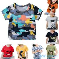 Baju Kanak-Kanak Kids Cotton T-shirt Boys Girls Short Sleeve Animal Printed Casual