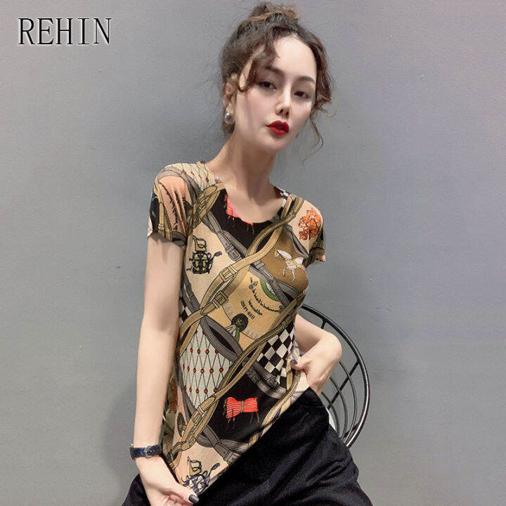 rehin-เสื้อยืดแขนสั้นสำหรับผู้หญิง-เสื้อเบลาส์ทรงสลิมฟิตพิมพ์ลายไม่ซ้ำใครผ้าฝ้ายคอกลมเสื้อผ้าฤดูร้อนแบบใหม่ปี-s-3xl