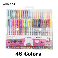 【LZ】◊  Glitter Gel Canetas Set para adultos livros para colorir revistas desenho rabiscar Art Markers cores 12 24 36 48 pcs