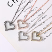 5pcslot Romantic Heart with Rhinestones floating charms locket glass living memory lockets necklace with 60cm chains for women