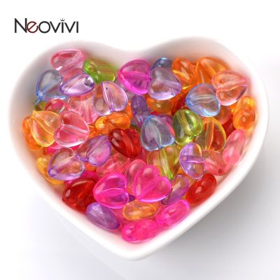 50pcs 10mm Acrylic Heart Beads Colorful Loose Spacer Beads for Jewelry Making DIY celet Handmade Accessories