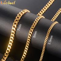 3.5/5/7mm Hot Sale Stainless Steel Gold Color Cuban Chain Necklace for Men and Women Fashion Chain Necklaces