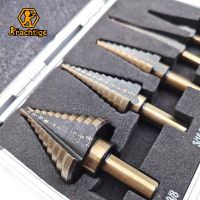 Krachtige 5Pcs Step Drill Bit Set Multiple Hole Titanium Conical Carbide Drill Perforator 50 Sizes Metal Hole Cutter Tool