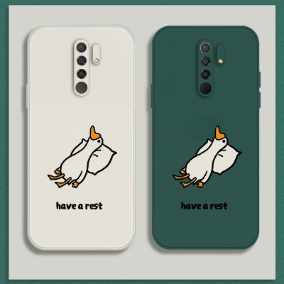 เคส Redmi 9 Case เคสการ์ตูนน่ารักเป็ดเคสซิลิโคนเหลว Flocking ฝาครอบโทรศัพท์ป้องกัน เคสโทรศัพท์