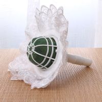 Plastic Bridal Bouquet Holder Foam Exquisite Party Decoration With Lace Trim Home Supplies Flower Mud Handle Wedding