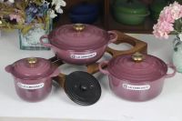 le creuset 22cm/24cm/26cm18cm enameled cast iron saucepan fig colour