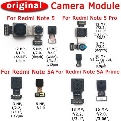 กล้องด้านหน้าด้านหลังแบบออริจินัลสำหรับ Redmi Note 5 Pro 5A Prime โมดูลกล้องหันหน้าหลักอะไหล่สายเคเบิลยืดหยุ่น