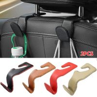 ❁ 2Pcs Car Seat Headrest Hooks Leather Hidden Back Hanger Storage Holder Organizer Rear Rack for Purses Bags Interior Accessories