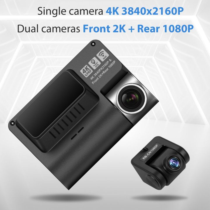 กล้องติดรถยนต์ระบบ-gps-ในตัว4k-รองรับระบบ-dvr-กล้องมองหลังเครื่องบันทึกวีดีโอ2160p-กล้องบันทึกการขับขี่วิสัยทัศน์ตอนกลางคืน-wdr-จอดรถ24ชั่วโมง