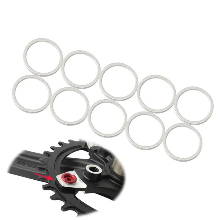 SportsTop 10ชิ้น/แพ็คแหวนรองล้อโซ่จักรยานสเปเซอร์จานหน้าสองแผ่นต่อ1สี