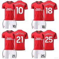 2Pie/Set 23-24 M United Home Jersey Rashford Casemiro Antony Sancho Football Tshirt Sports Tee Suit Fans Edition